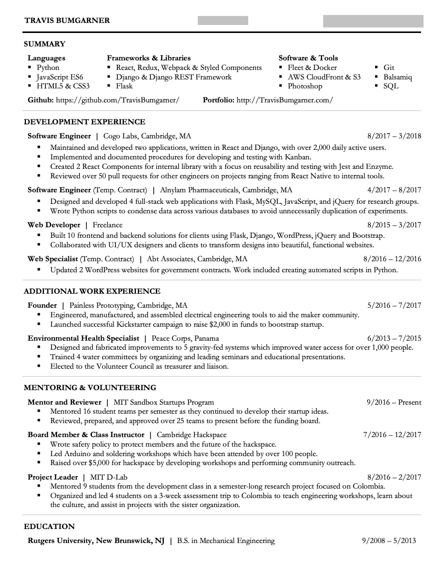 My old resume